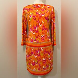 Trina Turk Vibrant Orange and Pink Women's Midi Dress Size 4
